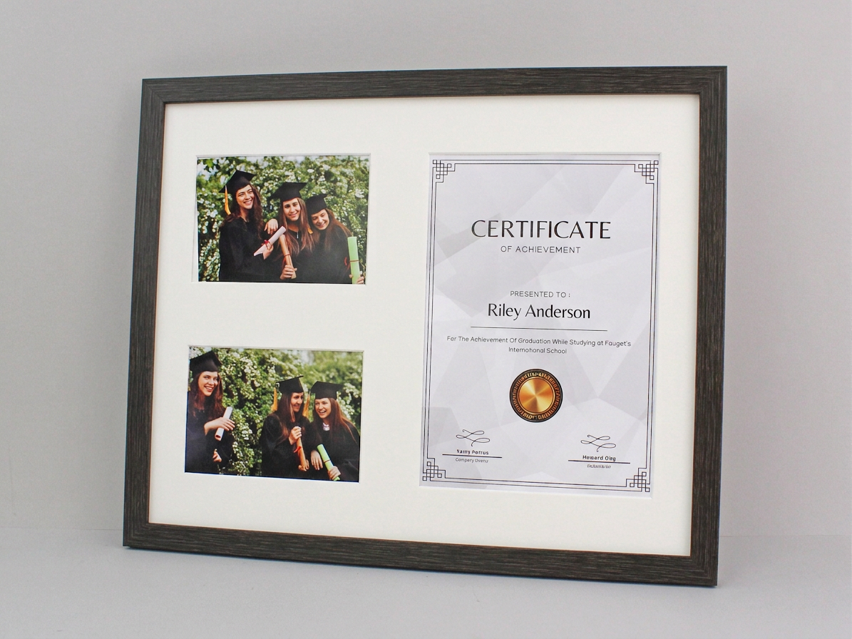 Graduation Frame with Photos. Naturals Range. Suits an A4 Certificate and two 5x7" Photos.