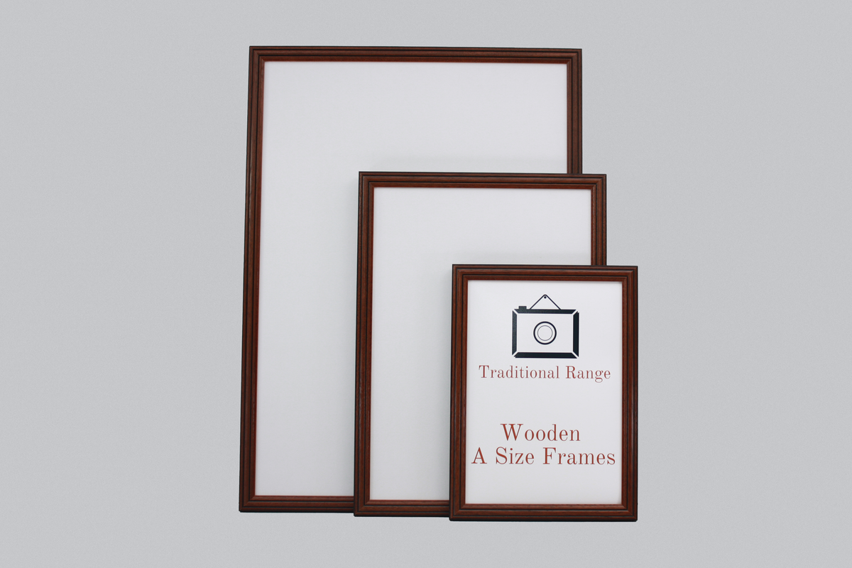 Mahogany - A-Size Frames - Traditional Style - A1, A2, A3, A4 Size Wooden Poster Frame - PhotoFramesandMore - Wooden Picture Frames