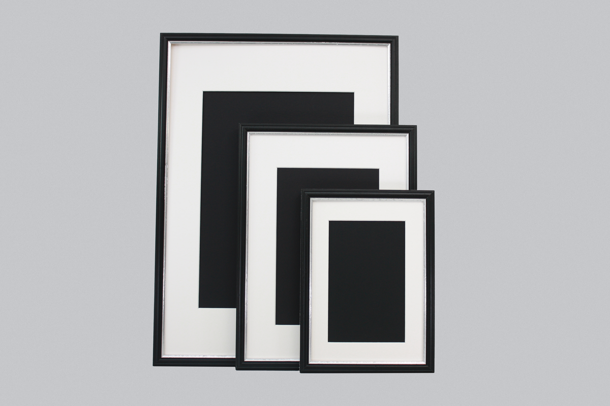 Black with a silver trim - A-Size Frames - Traditional Style - A1, A2, A3, A4 Size Wooden Poster Frame - PhotoFramesandMore - Wooden Picture Frames