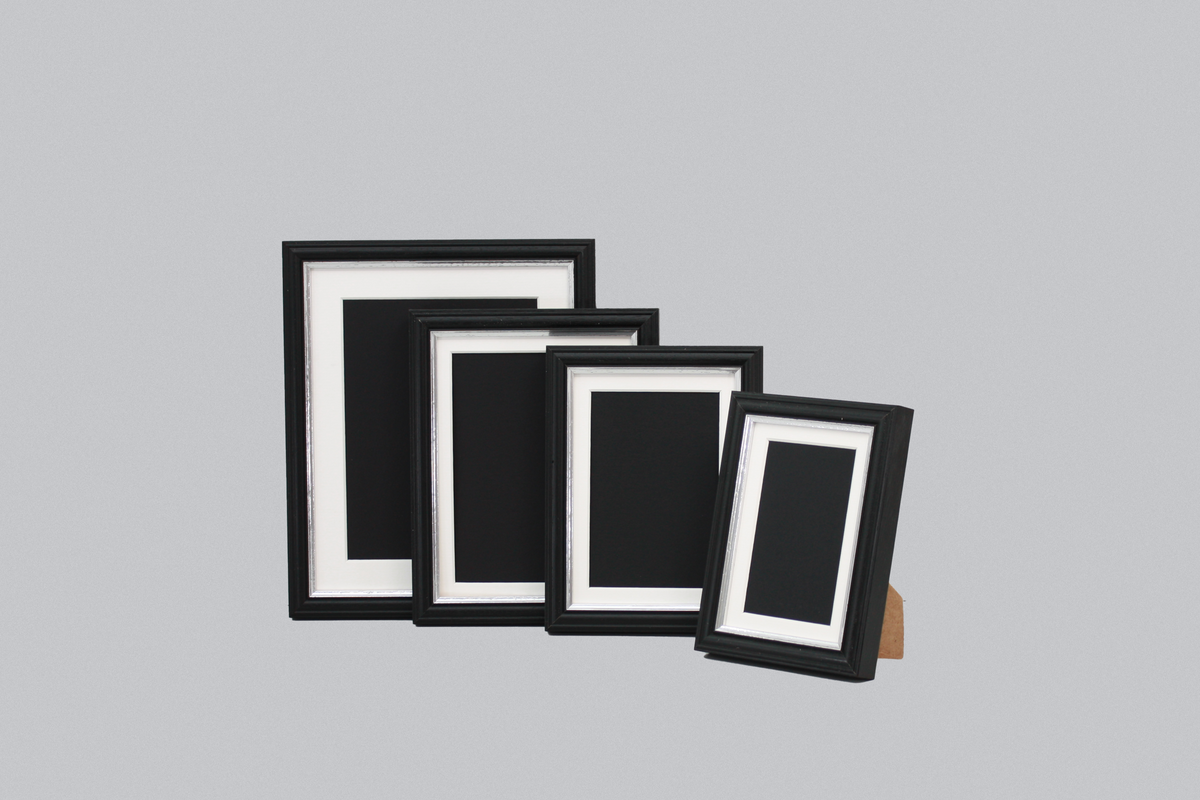 Black with Silver Trim - Traditional Style Wooden Photo Frames - Stand or Hang. - PhotoFramesandMore - Wooden Picture Frames