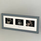 Landscape Baby Scan Frame for Three Scans and one Text Box. Optional Personalisation. - PhotoFramesandMore - Wooden Picture Frames
