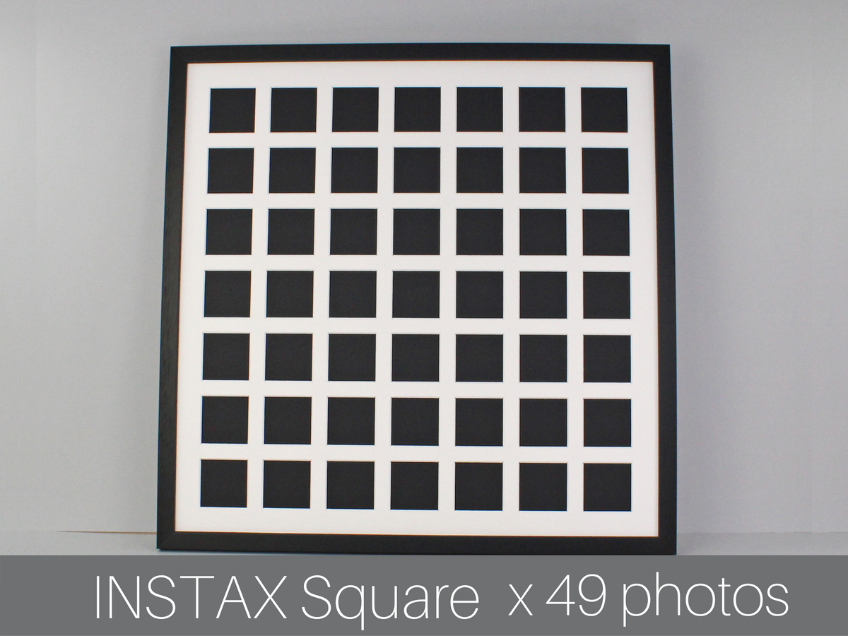 Instax Square Multi Aperture Wooden Photo Frame. Holds Forty-Nine 62mmx62mm sized Photos. 60x60cm - PhotoFramesandMore - Wooden Picture Frames