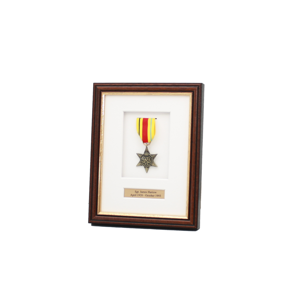 Personalised Military Medal display Frame for 1 Medal. Traditional Range. - PhotoFramesandMore - Wooden Picture Frames