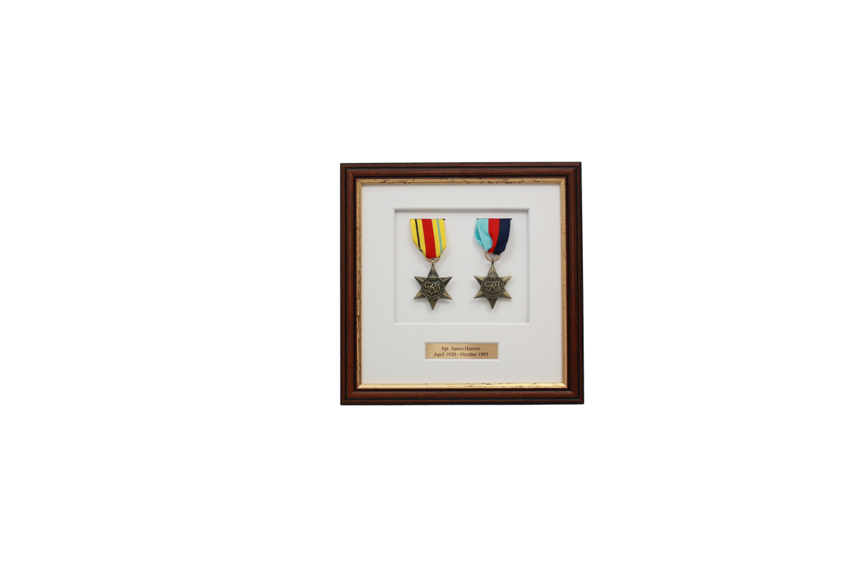 Personalised Military Medal display Frame for Two Medals. Traditional Range. - PhotoFramesandMore - Wooden Picture Frames