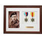 Personalised Military Medal display Frame for Two Medals and a 6x4" Photograph. Traditional Range. - PhotoFramesandMore - Wooden Picture Frames