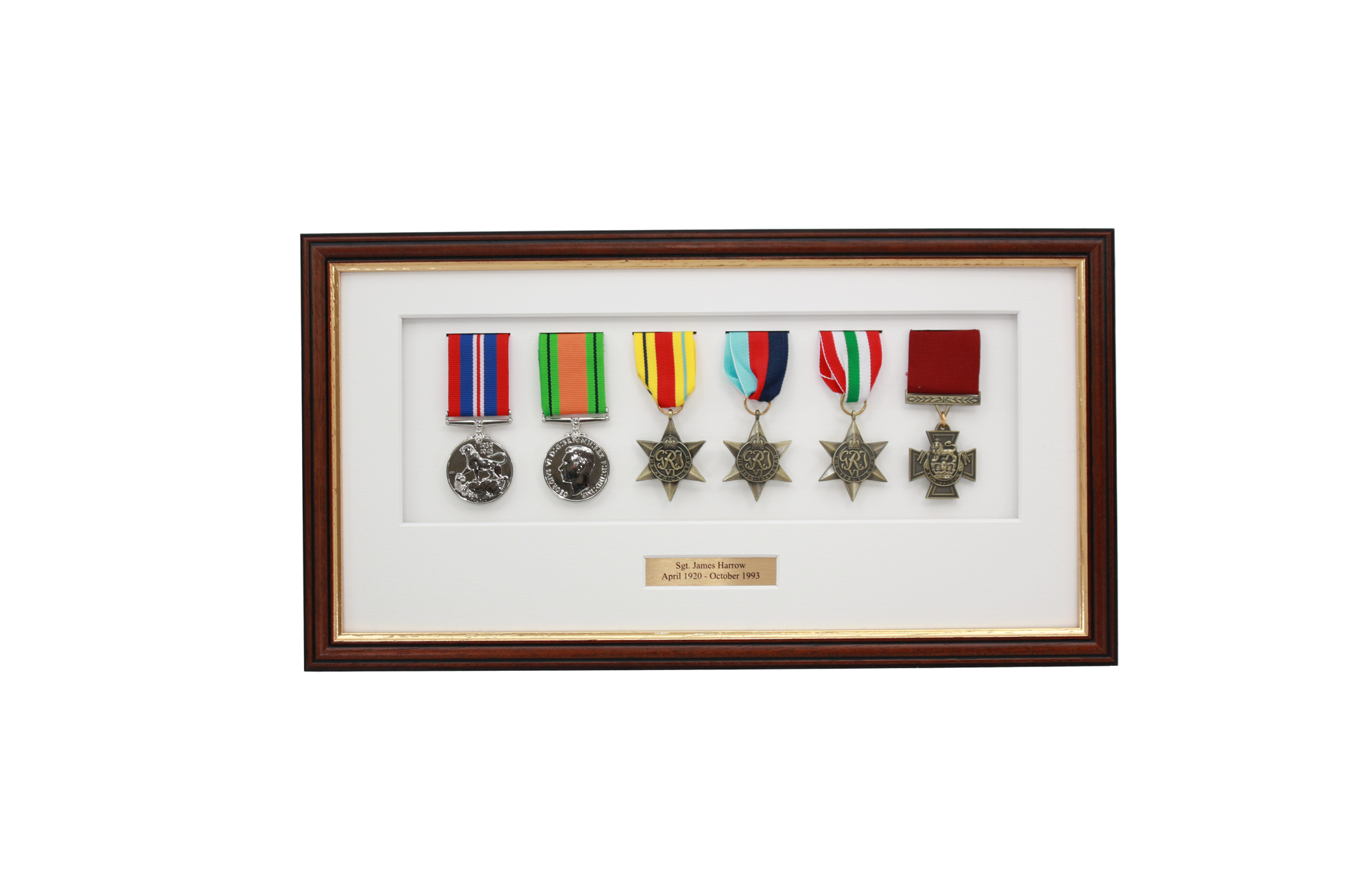 Personalised Military Medal display Frame for Six Medals. Traditional Range. - PhotoFramesandMore - Wooden Picture Frames