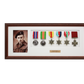 Personalised Military Medal display Frame for Six Medals and one 6x4" Photograph. Traditional Range - PhotoFramesandMore - Wooden Picture Frames