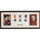 Personalised Military Medal display Frame for Three Medals and two 6x4" Photographs. Traditional Range. - PhotoFramesandMore - Wooden Picture Frames