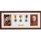 Personalised Military Medal display Frame for Three Medals and two 6x4" Photographs. Traditional Range. - PhotoFramesandMore - Wooden Picture Frames