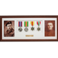 Personalised Military Medal display Frame for Four Medals and two 6x4" Photographs. Traditional Range. - PhotoFramesandMore - Wooden Picture Frames