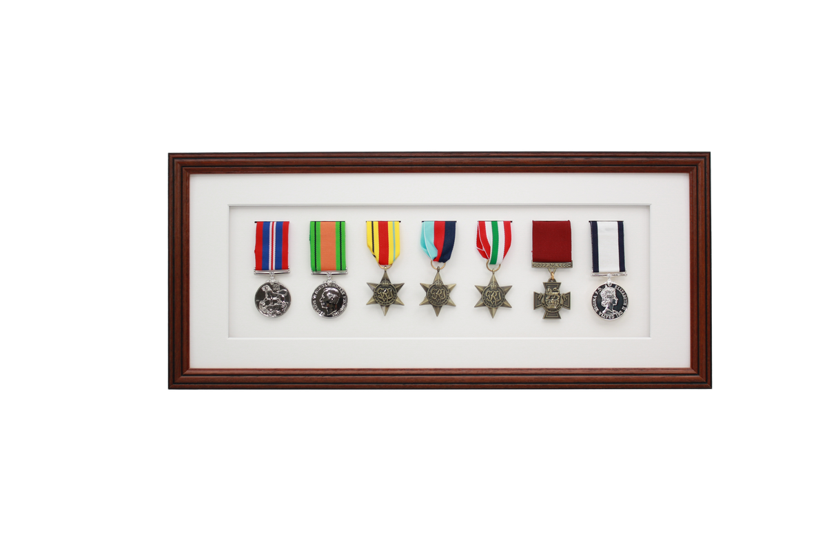 Military Medal display Frame for Seven Medals. Traditional Range. - PhotoFramesandMore - Wooden Picture Frames