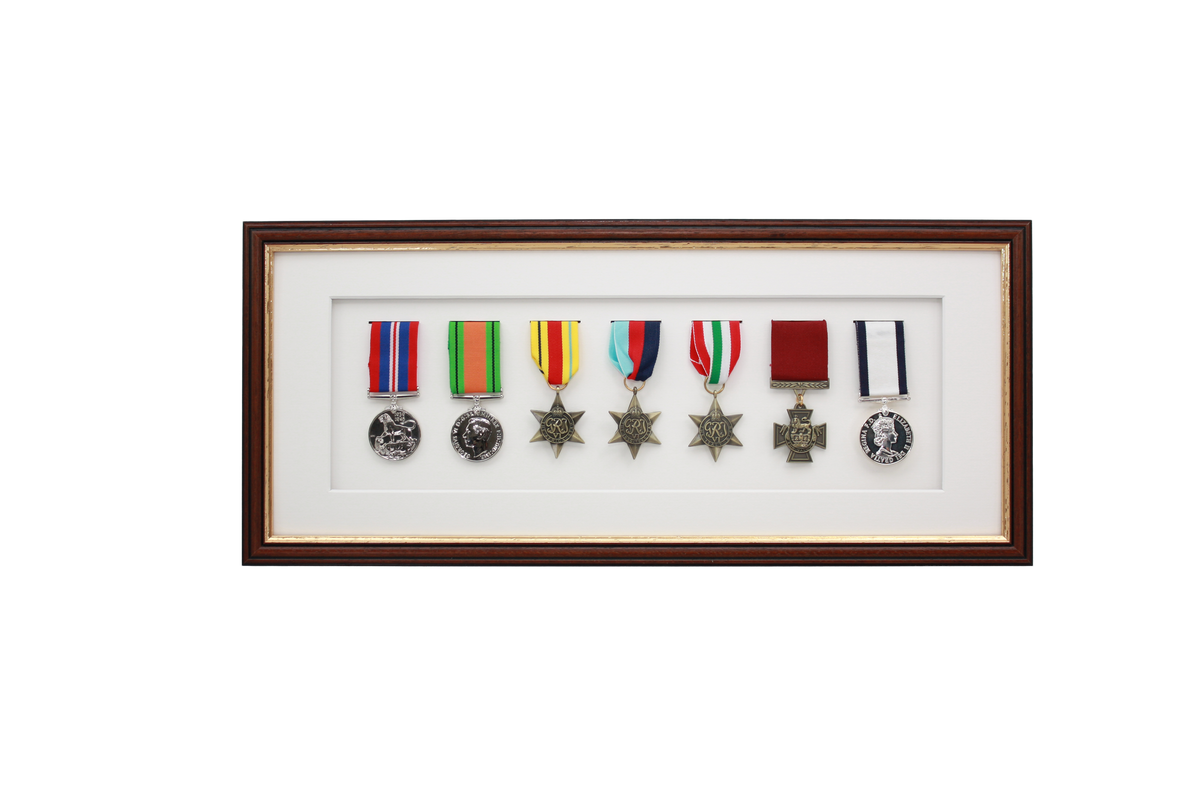 Military Medal display Frame for Seven Medals. Traditional Range. - PhotoFramesandMore - Wooden Picture Frames