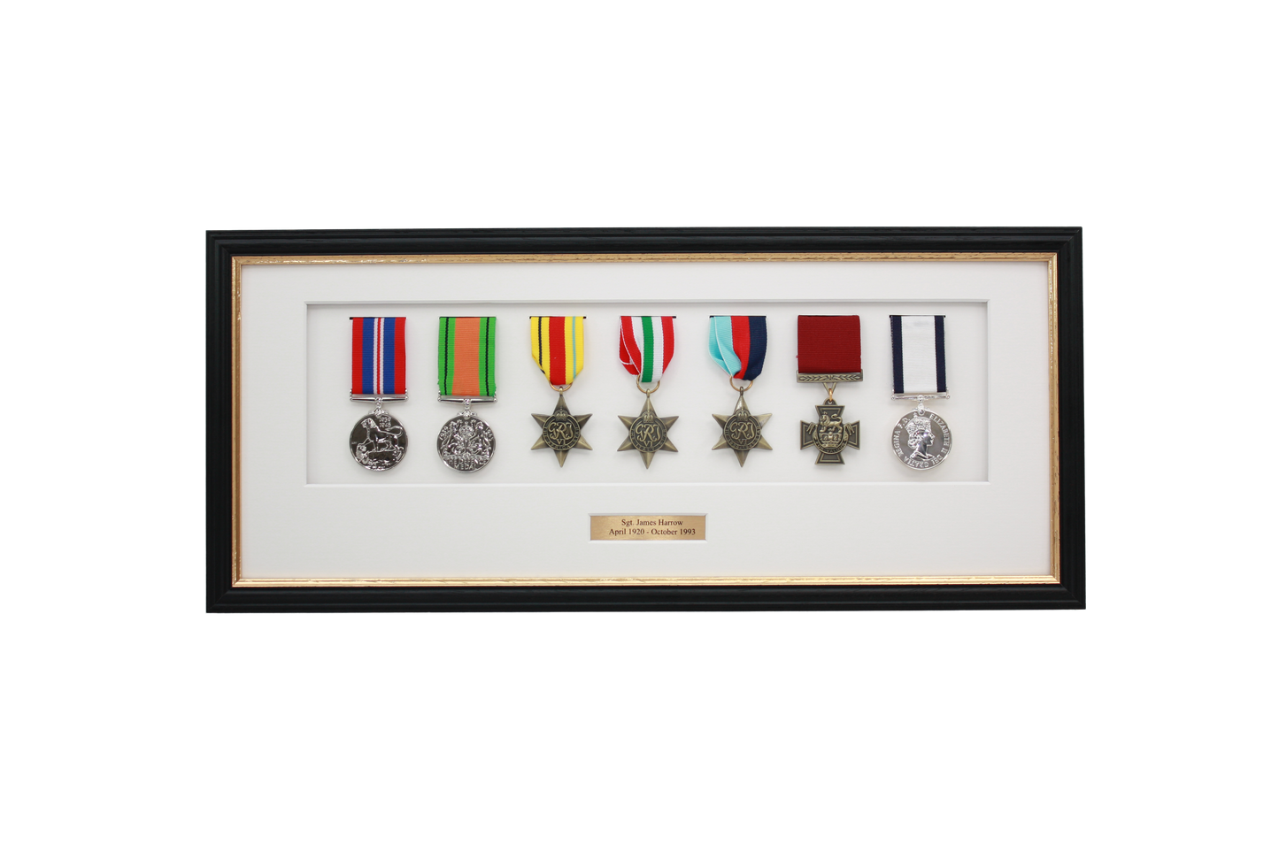 Personalised Military Medal display Frame for Seven Medals. Traditional Range. - PhotoFramesandMore - Wooden Picture Frames