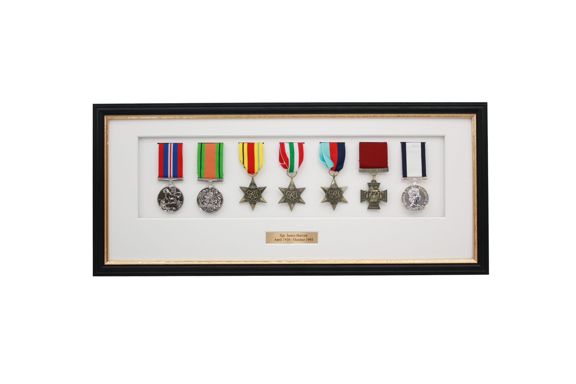Personalised Military Medal display Frame for Seven Medals. Traditional Range. - PhotoFramesandMore - Wooden Picture Frames