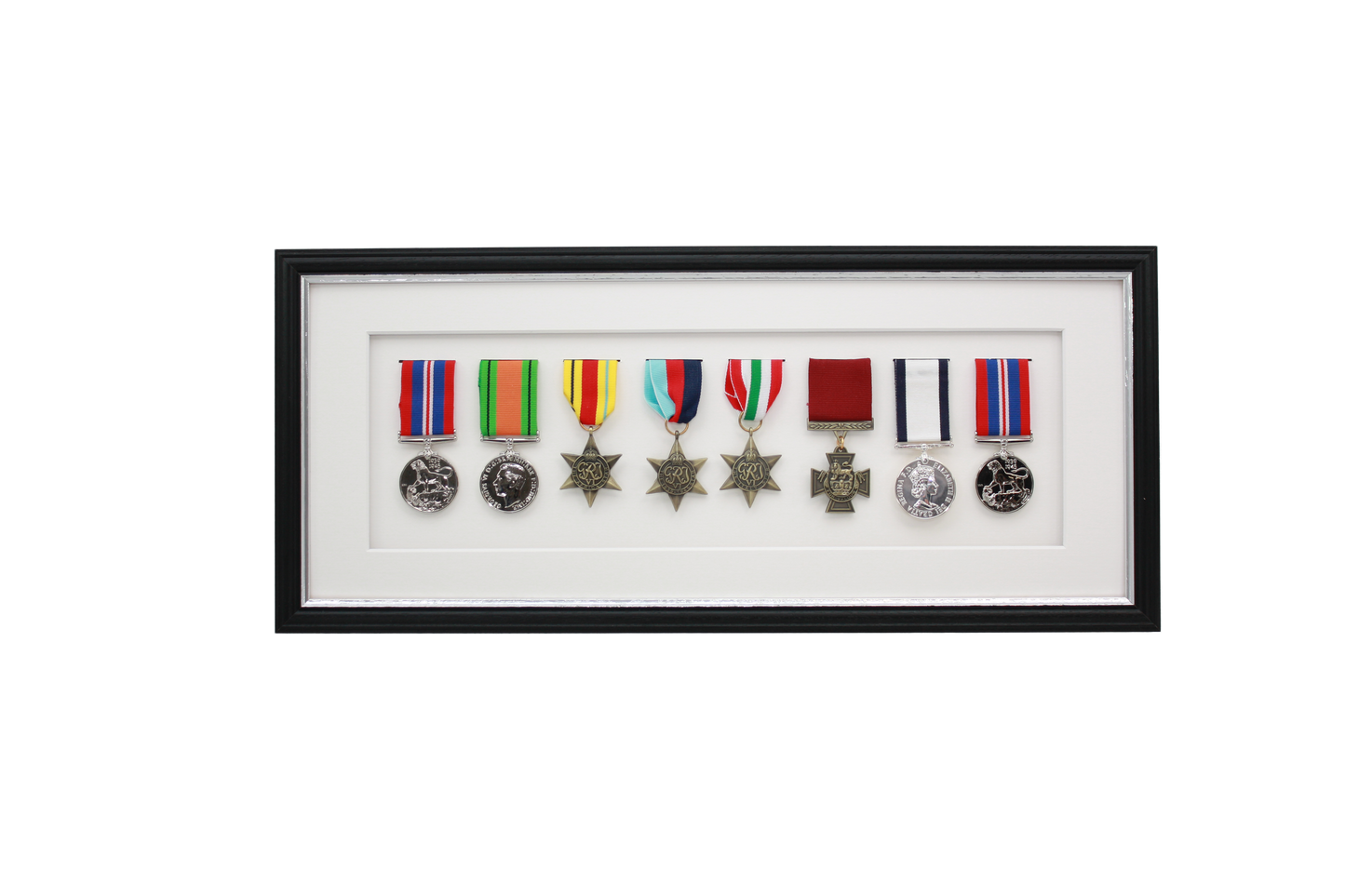 Military Medal display Frame for Eight Medals. Traditional Range.
