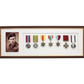 Military Medal display Frame for Seven Medals and one 6x4" Photo. Traditional Range.