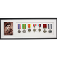 Military Medal display Frame for Seven Medals and one 6x4" Photo. Traditional Range.