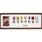 Personalised Military Medal display Frame for Seven Medals and one 6x4" Photo. Traditional Range.