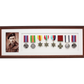 Military Medal display Frame for Eight Medals and one 6x4" Photo. Traditional Range.