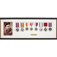 Personalised Military Medal display Frame for Eight Medals and one 6x4" Photo. Traditional Range.