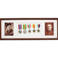 Personalised Military Medal display Frame for Eight Medals and one 6x4" Photo. Traditional Range.