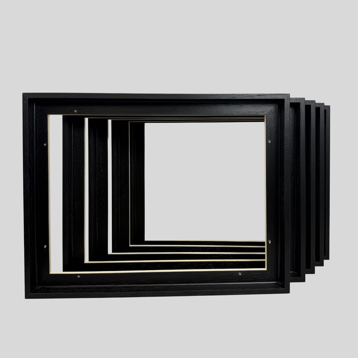 Canvas Tray Frames Multipacks  | Floating Frame | Wooden Frame for 22mm Stretched Canvas | Black White Oak | Artist Bulk Pack