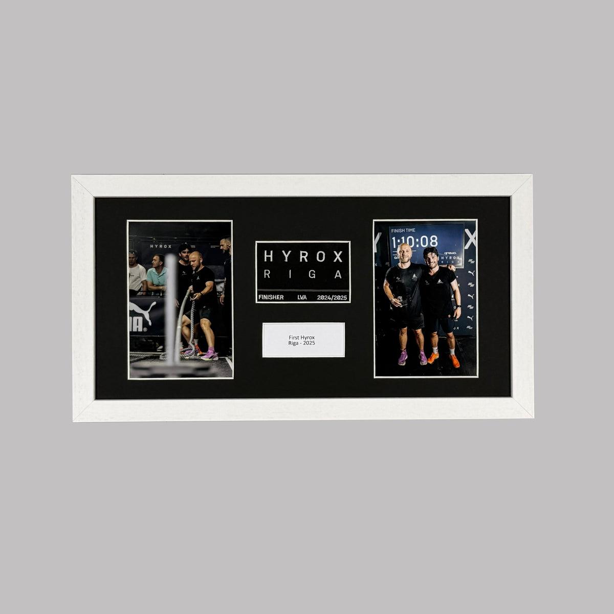 Personalised Hyrox Patch & Photo Display Frame | 20x40cm Frame | Wooden Frame |