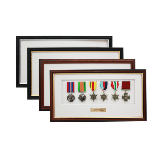 Personalised Military Medal display Frame for Six Medals. Traditional Range. - PhotoFramesandMore - Wooden Picture Frames