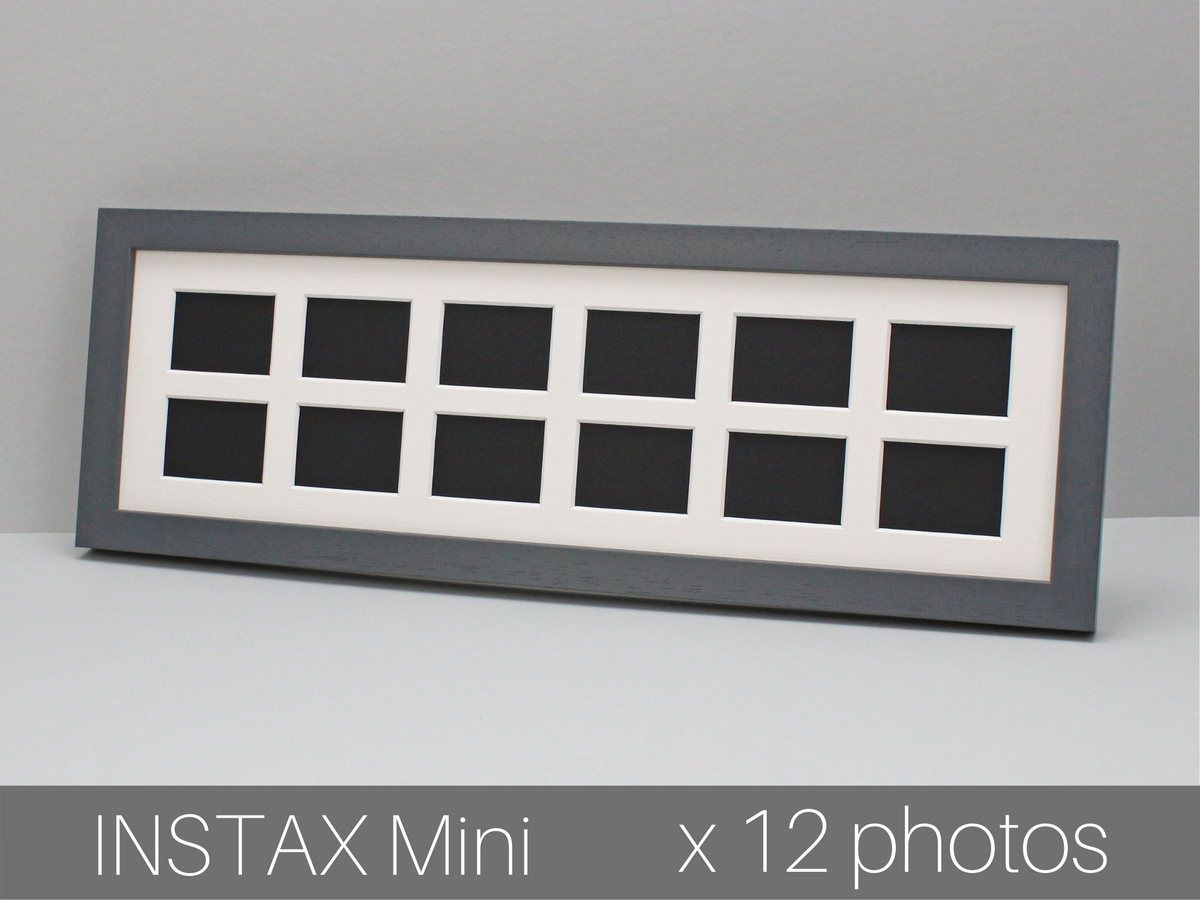 Instax Mini Multi Aperture Wooden Photo Frame. Holds Twelve instax sized Photos. 15x50cm. - PhotoFramesandMore - Wooden Picture Frames