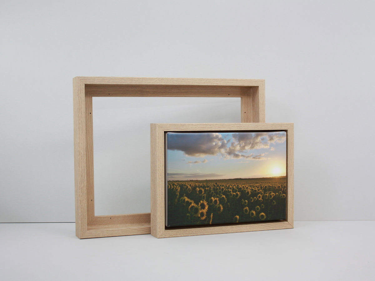 Oak Colour - 40mm Deep Canvas Tray Frames.  Standard Sizes. Floating Effect Frames for Canvases. - PhotoFramesandMore - Wooden Picture Frames