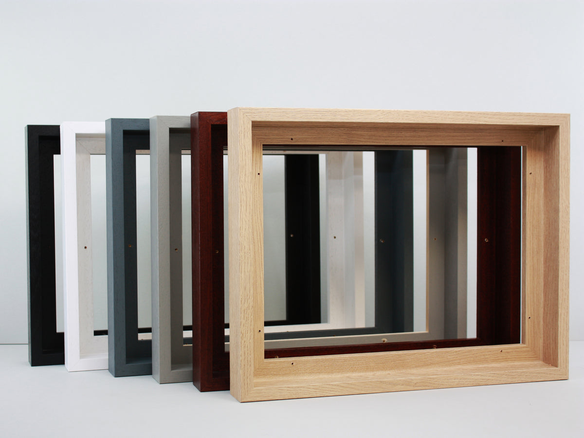 Oak Colour - 40mm Deep Canvas Tray Frames.  Standard Sizes. Floating Effect Frames for Canvases. - PhotoFramesandMore - Wooden Picture Frames