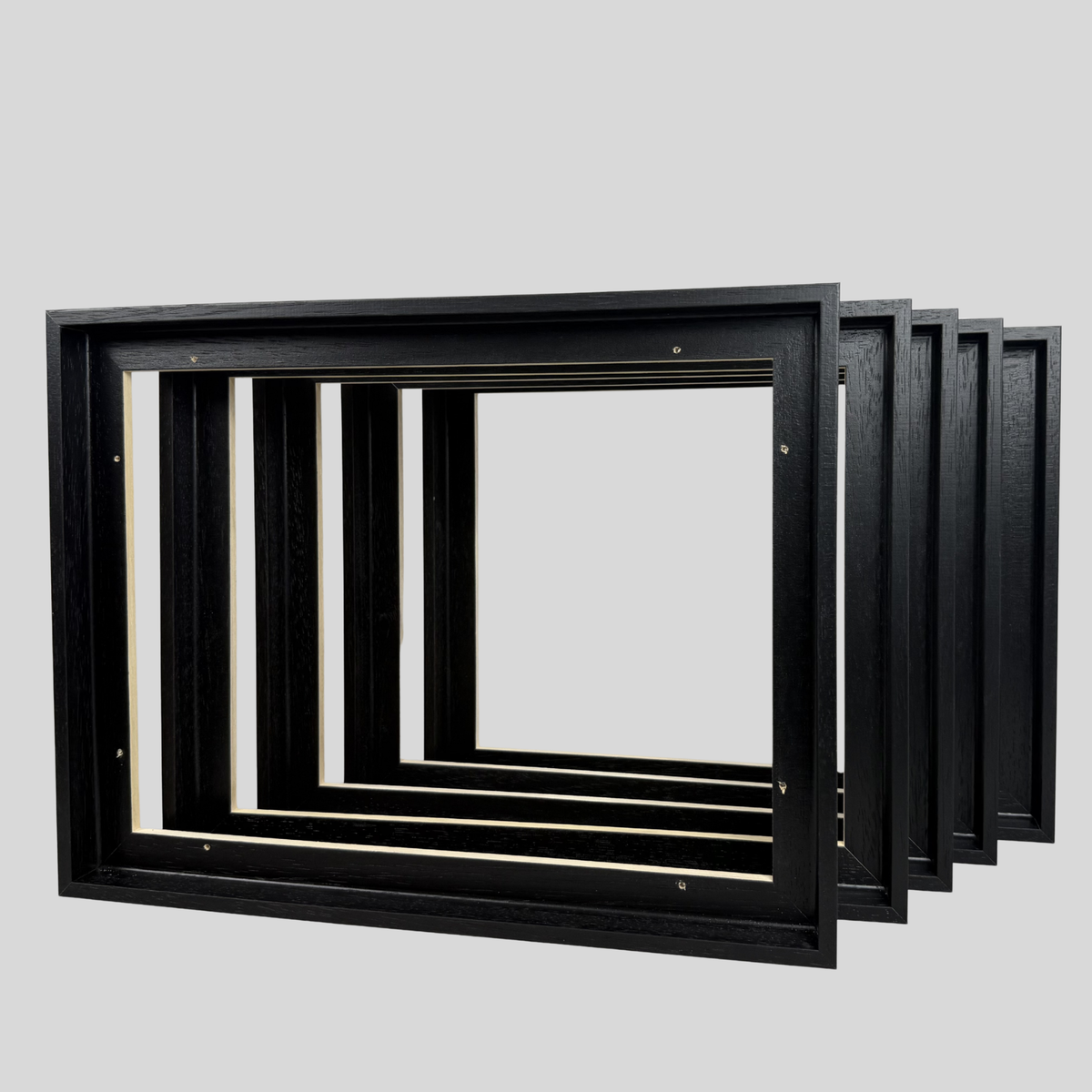 Canvas Tray Frames Multipacks  | Floating Frame | Wooden Frame for 22mm Stretched Canvas | Black White Oak | Artist Bulk Pack