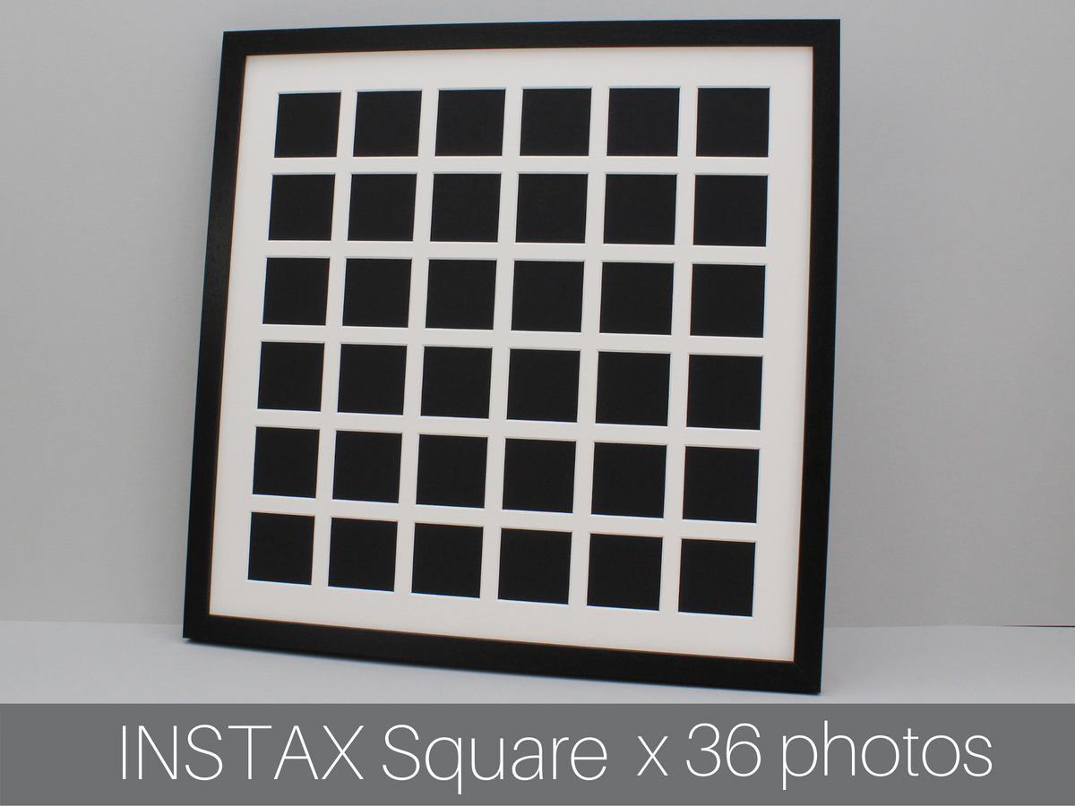 Instax Square Multi Aperture Wooden Photo Frame. Holds Thirty-Six 62mmx62mm sized Photos. 50x50cm. - PhotoFramesandMore - Wooden Picture Frames