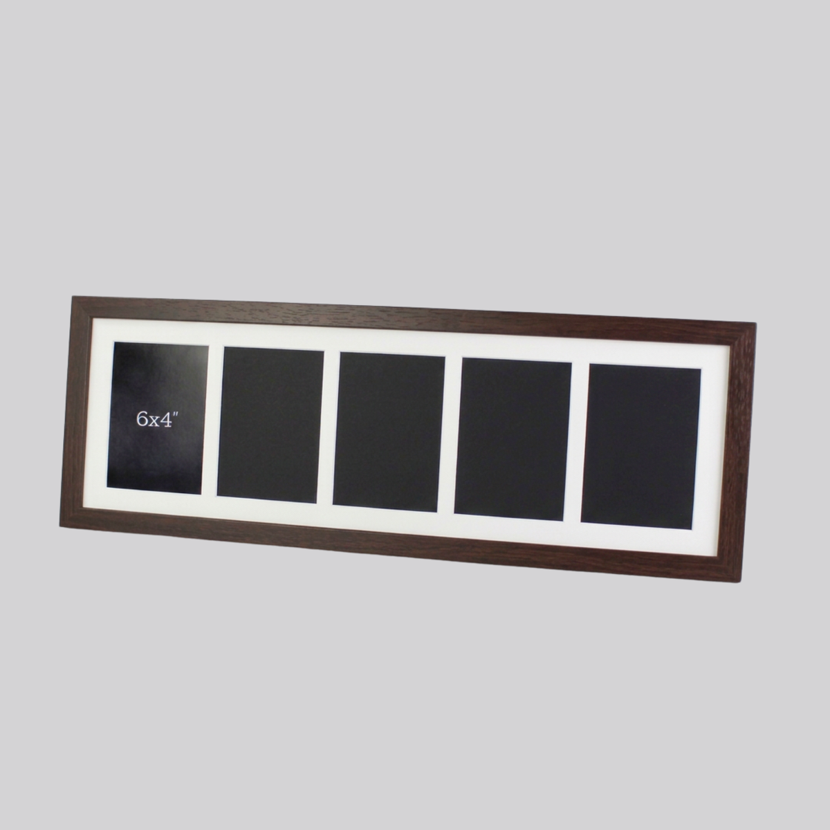 Suits Five 6x4" photos. 20x60cm. Wooden Multi Aperture Photo Frame.