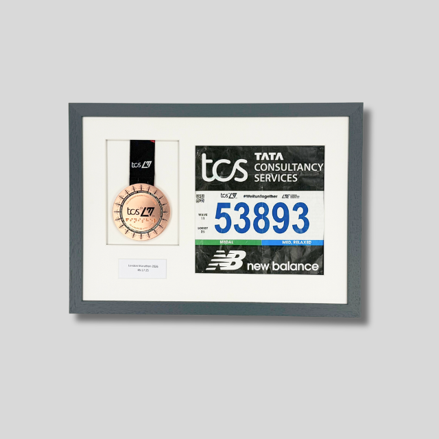 Personalised Marathon Medal display Frame. For Medal & Bib.
