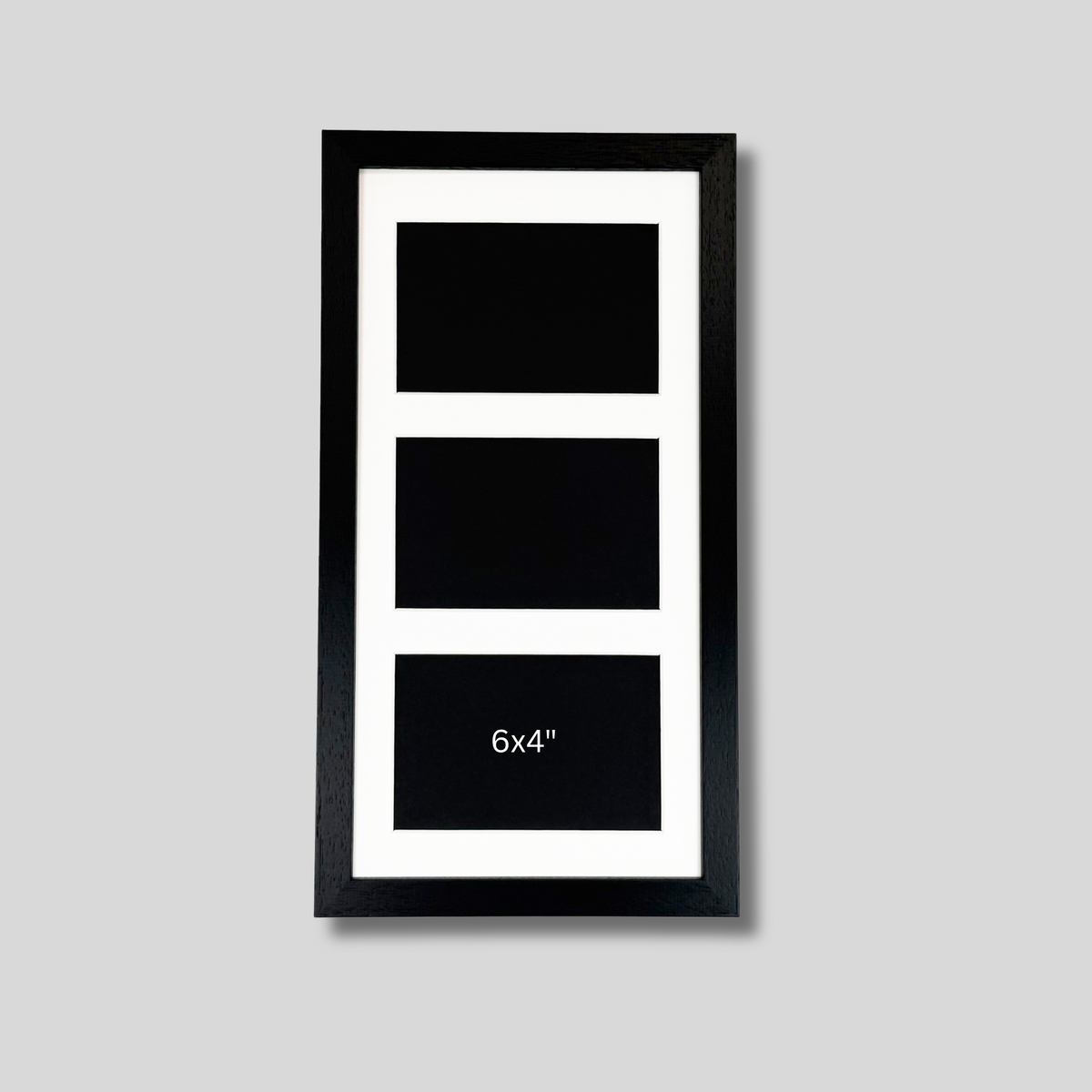 Suits Three 6x4" Photos. 20x40cm. Wooden Multi Aperture Picture Frame.