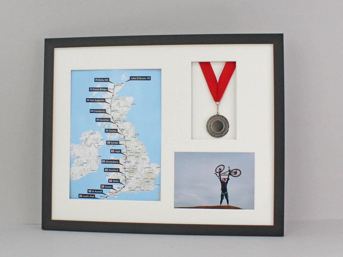 Medal display Frame with Apertures for  Portrait A4 Map/certificate & 5x7" Photo. 40x50cm. - PhotoFramesandMore - Wooden Picture Frames