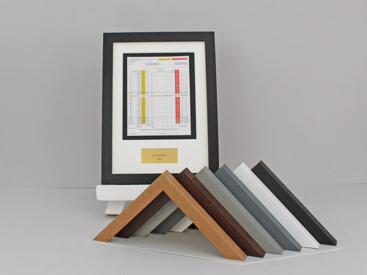 Personalised Golf Score Card Display Frame | Score Card sizes can vary - Check your size before purchase. - PhotoFramesandMore - Wooden Picture Frames