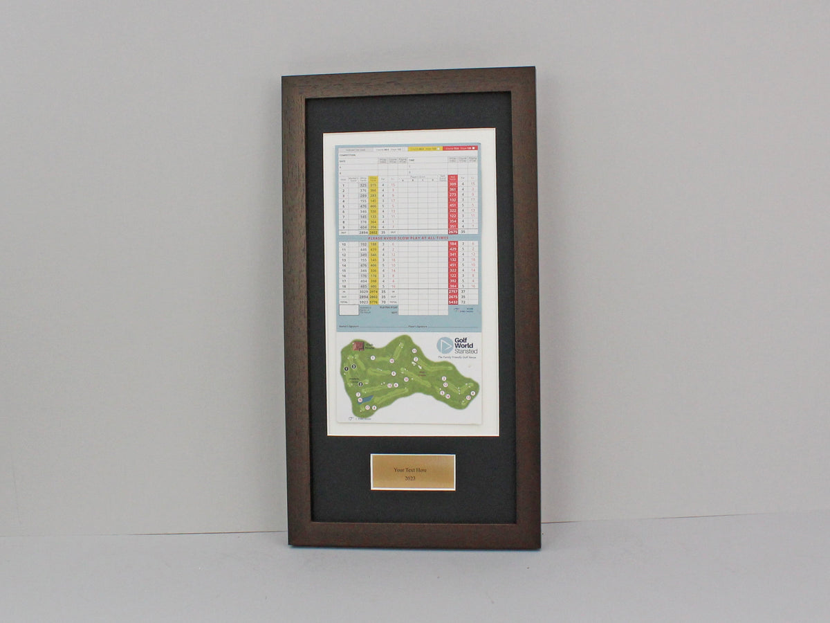 Personalised Golf Score Card Display Frame. 20x40cm Frame | Score Card sizes can vary - Check your size before purchase. - PhotoFramesandMore - Wooden Picture Frames