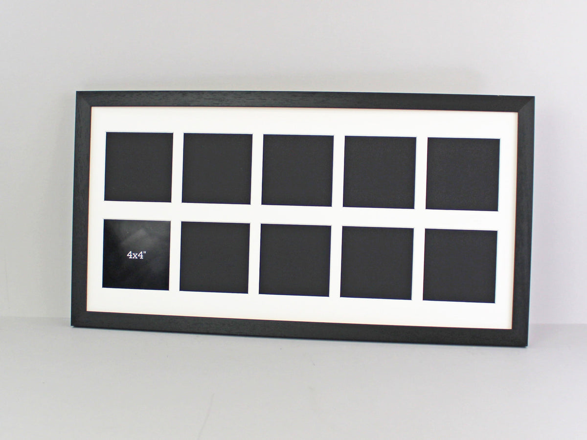 Suits Ten 4x4" Photos. 30x60cm. Wooden Multi Aperture Photo Frame. - PhotoFramesandMore - Wooden Picture Frames
