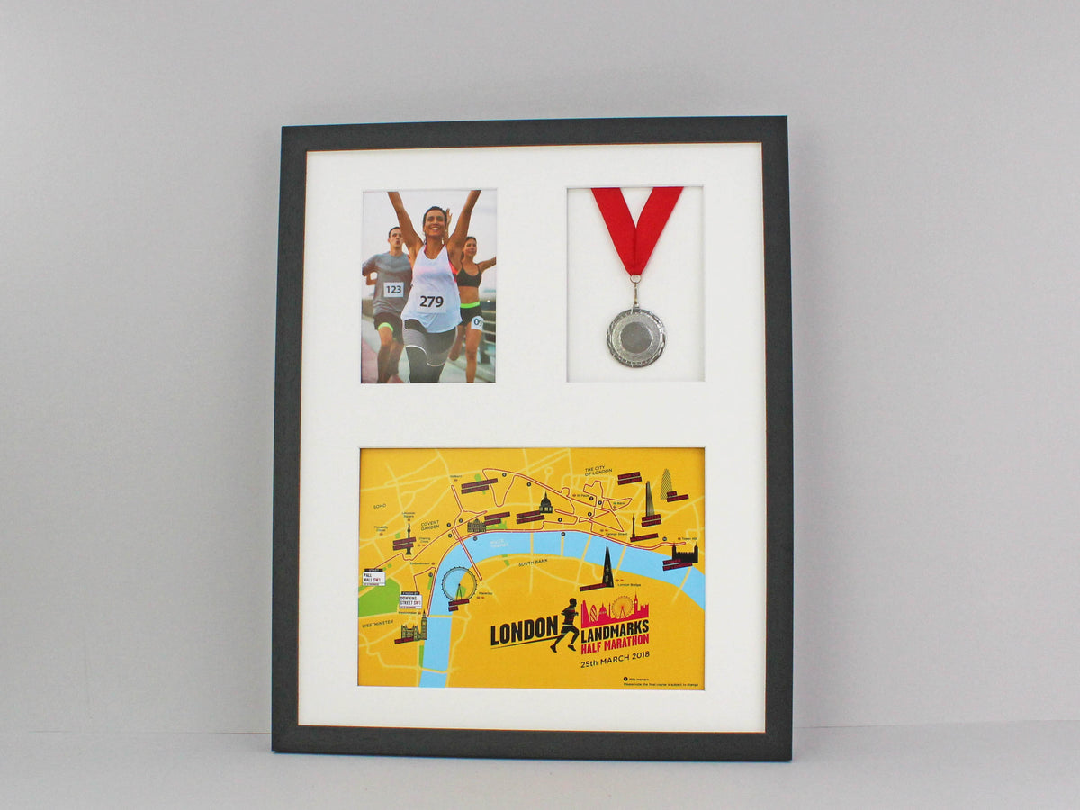 Medal display Frame with Apertures for A4 Map/certificate & 5x7" Photo. 40x50cm. - PhotoFramesandMore - Wooden Picture Frames