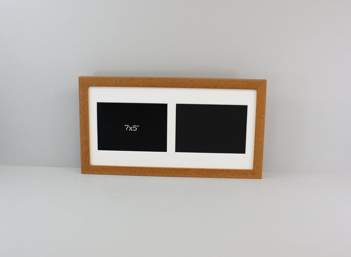 Suits two 5x7" Photos. 20x40cm. Wooden Multi Aperture photo Frame.