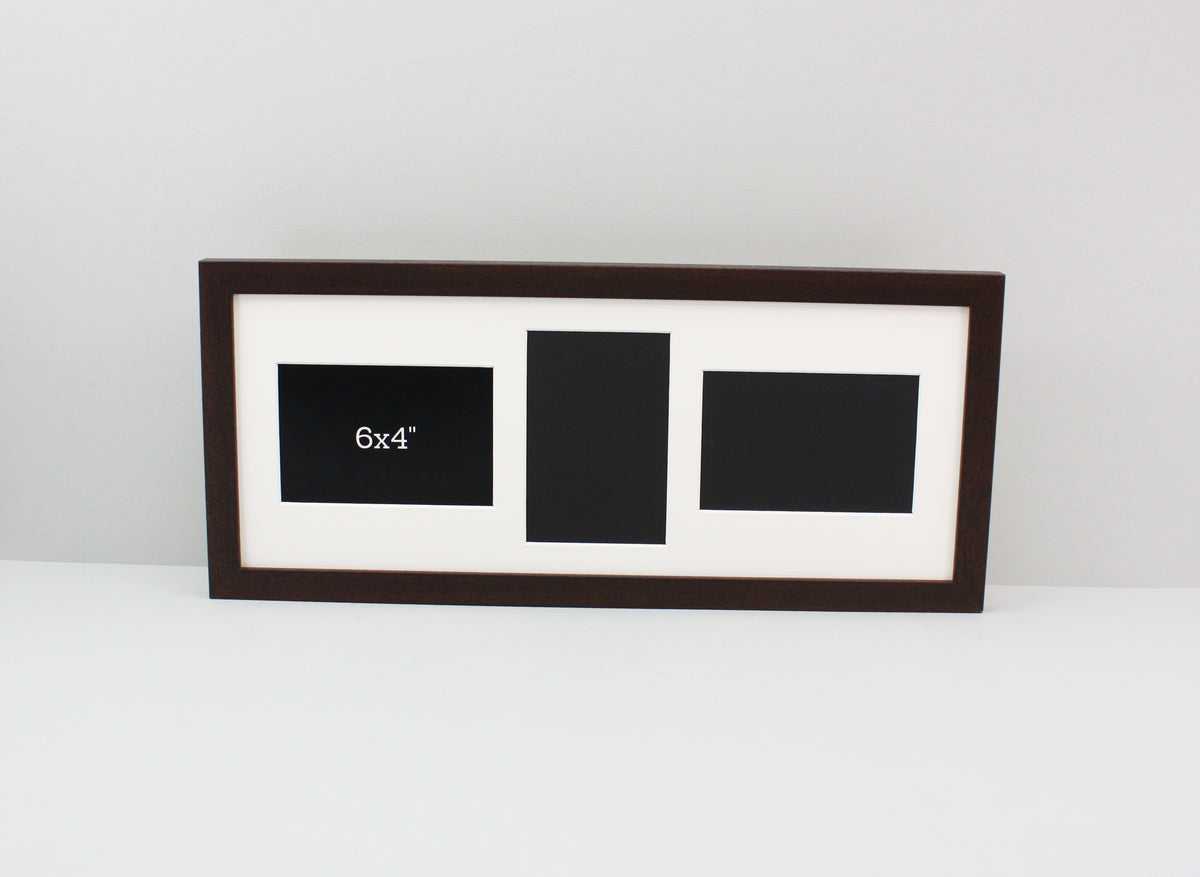 Suits Three 6x4" Photos. 20x50cm. Wooden Multi Photo Frame.