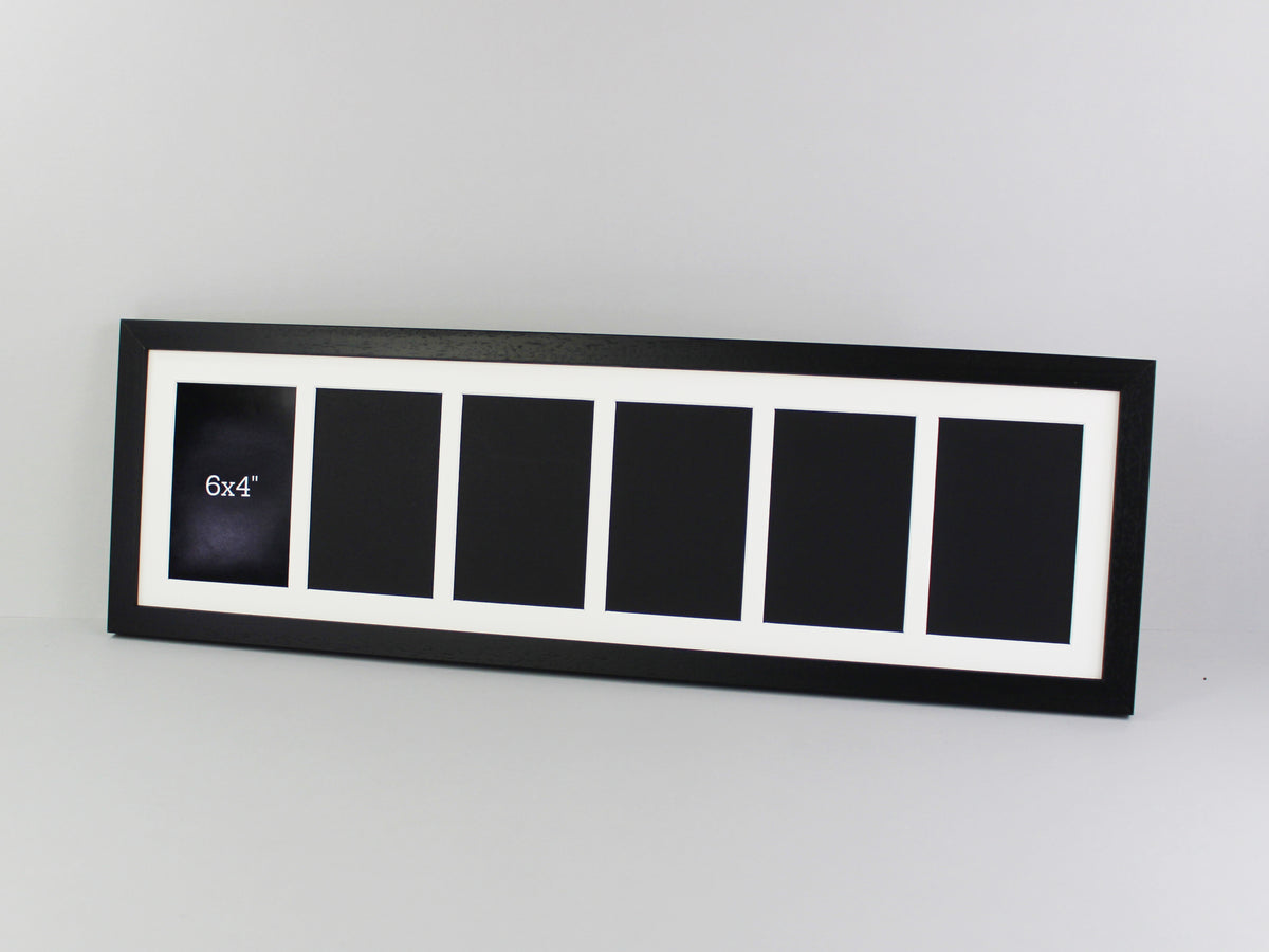 Suits Six 6x4" Photos. 20x70cm. Wooden Multi Aperture Frame.