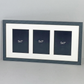 Suits Three 5x7" Photos. 25x50cm. Wooden Multi Aperture/ Collage Frame.