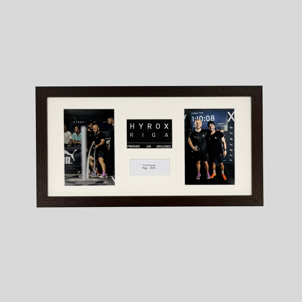 Personalised Hyrox Patch & Photo Display Frame | 20x40cm Frame | Wooden Frame |