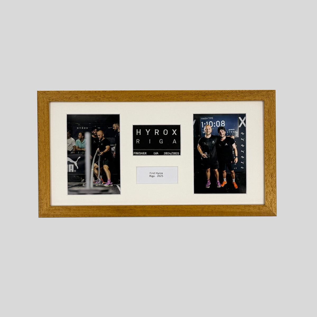 Personalised Hyrox Patch & Photo Display Frame | 20x40cm Frame | Wooden Frame |