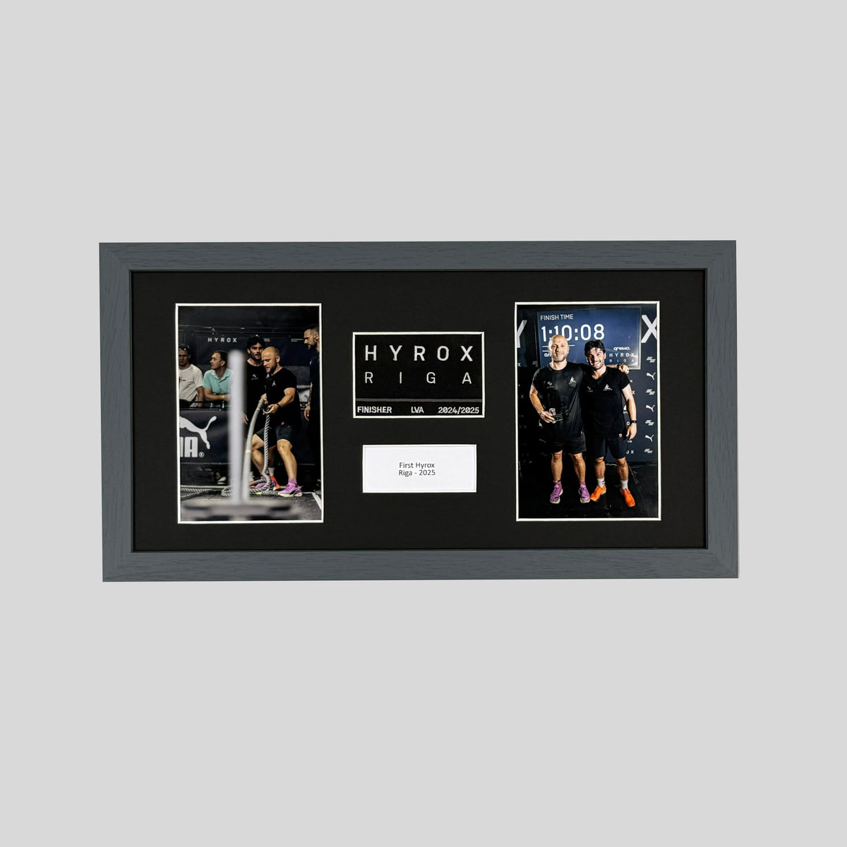 Personalised Hyrox Patch & Photo Display Frame | 20x40cm Frame | Wooden Frame |