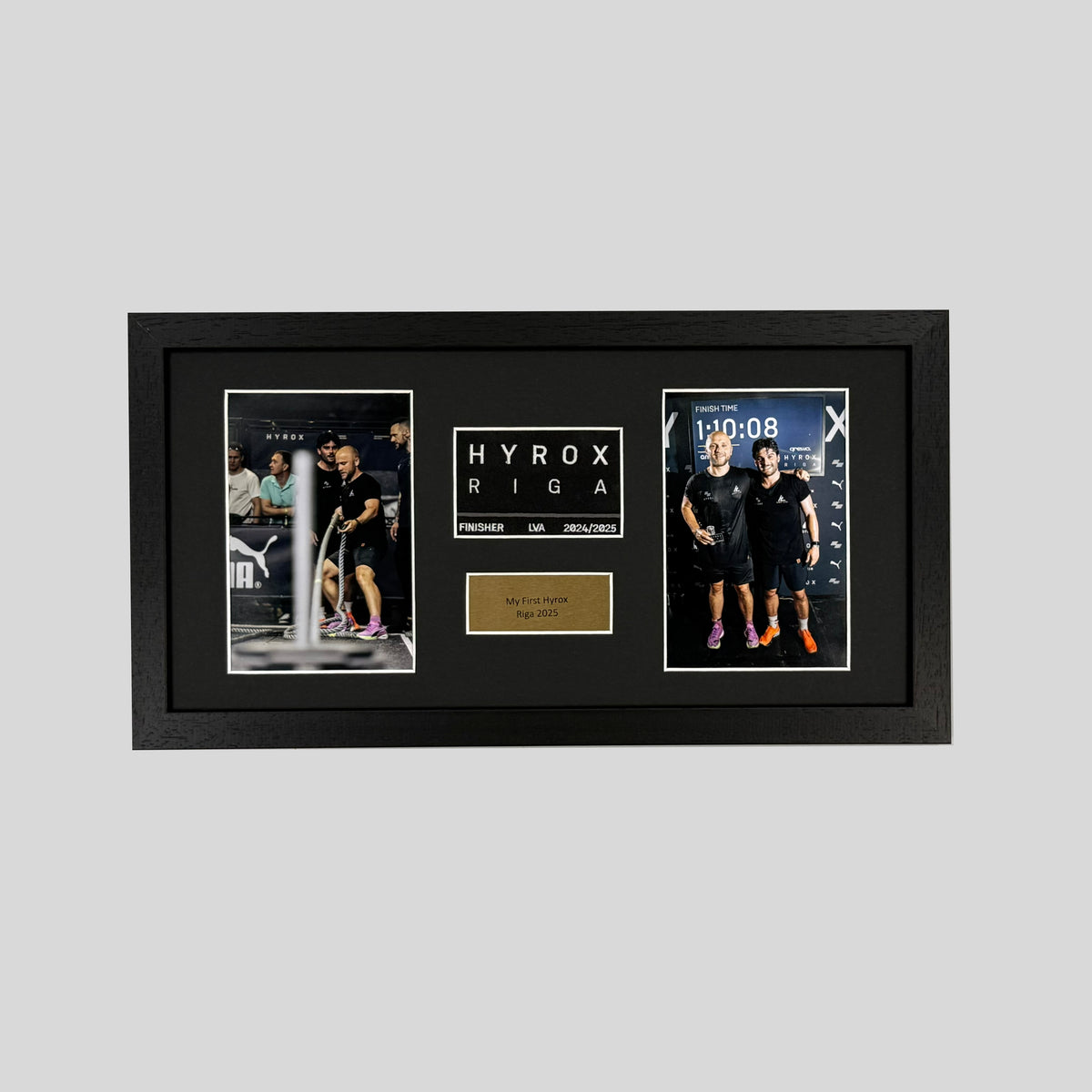 Personalised Hyrox Patch & Photo Display Frame | 20x40cm Frame | Wooden Frame |