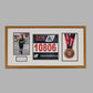 Personalised Medal display Frame with Apertures for Medal, Bib number and Photo.